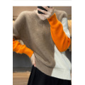 Ladies V-Ausschnitt einfaches Farbblock-Sweatshirt