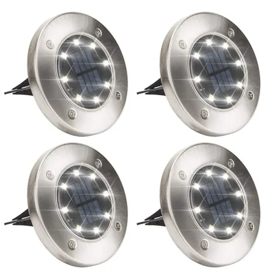 8LED Warm Outdoor Waterproof Landscape Solar Disk Light