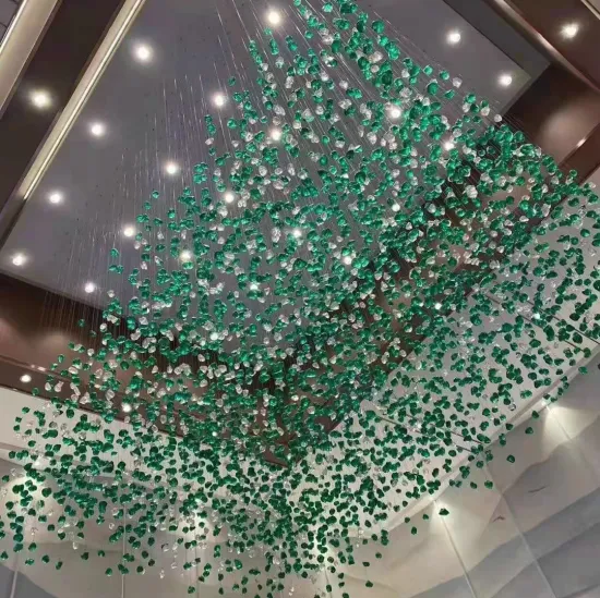 Custom Glass Stone Chandelier for Staircase and Hotel Lobby