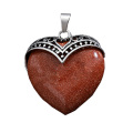 Red Goldstone Antique Silver Alloy Heart Pendant Necklace 45cm Black Cord