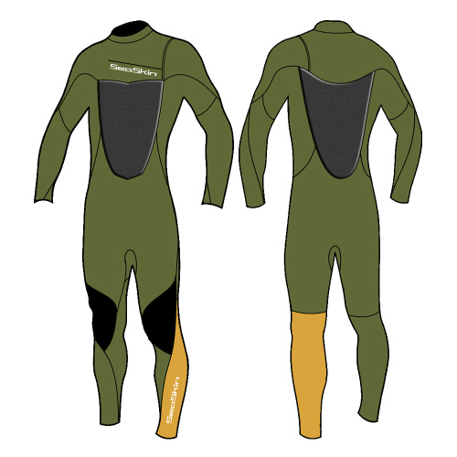 Seaskin Men's Windproof Chest Zip Surfing Wetsuit