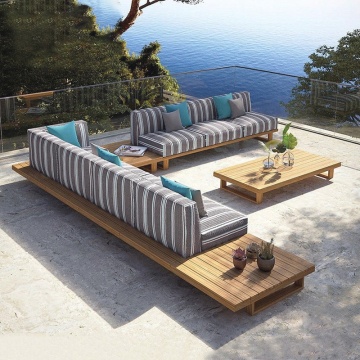 High Quality Teak Garden Sofa Set with Cushions for Beach, Patio, and Poolside