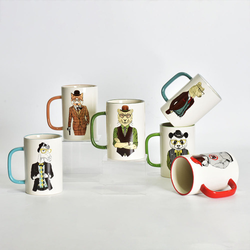 Amazon Handle printed design animal ceramic mugs