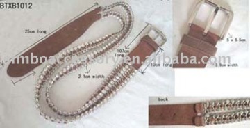 fashion genuine leather and metal chain /crystal rhinestones accessories belt