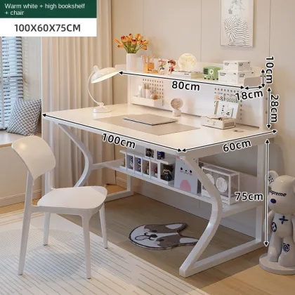 Multifunctional Home Desktop Computer Desk with Bookshelf