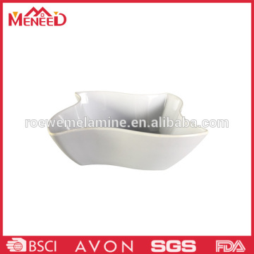 Hotel and restaurant use unique shape white ceramic salad bowl