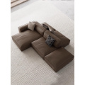 Italian minimalist tofu block leather modular sofa