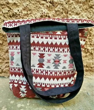 custom high quality tribal fabric tote bag