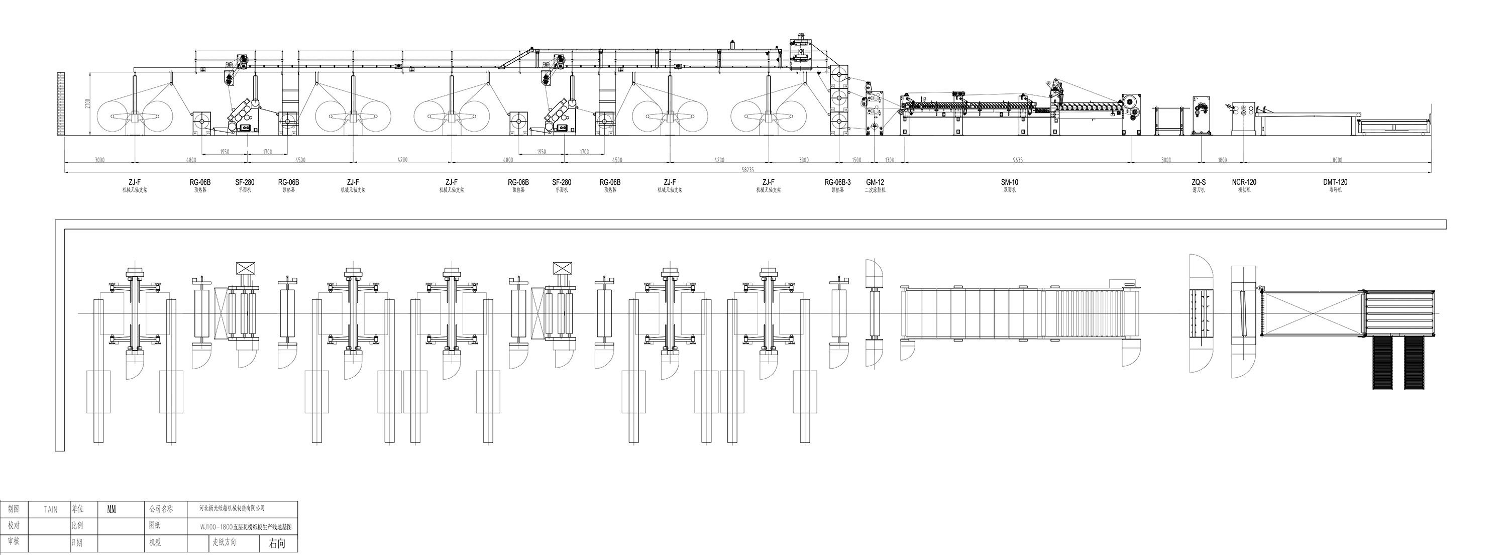 100 meter 5-layer corrugated cardboard production line process