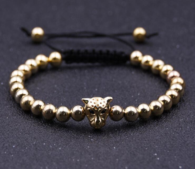 Lion Head Hematite 6MM perles rondes Bracelet pour les hommes