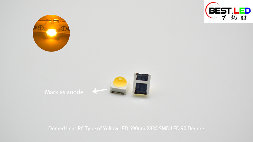 Domed Lens PC Type of Yellow LED 590nm 2835 S