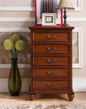 Chinese Styel Solid French Natural Wooden Chest Of Drawers 5 Drawer