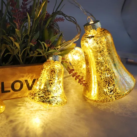 LED holiday indoor xmas bell shape decoration laser light string glass