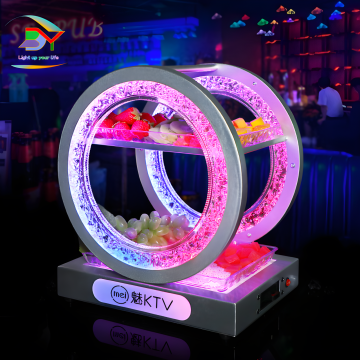 LED Fruit Snack Platter - Bar Luminous Two-layer Metal Fruit Stand