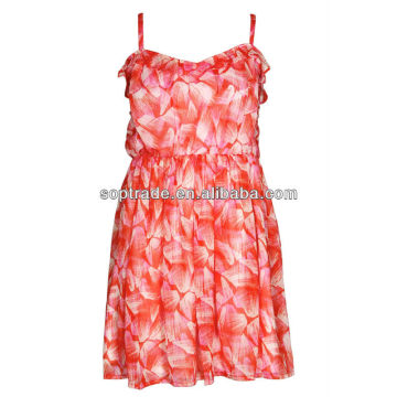 Print chiffon floral spaghetti strap blouse womens dresses