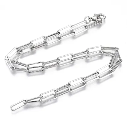 Platinum Brass Drawn Elongated Paperclip Chains Necklace Accessories: Exclusive Pandahall Collection