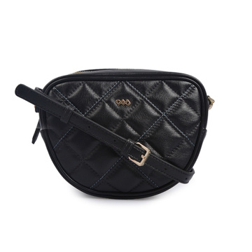 Lamp Leather Weave Grid Bag Mini bolso negro