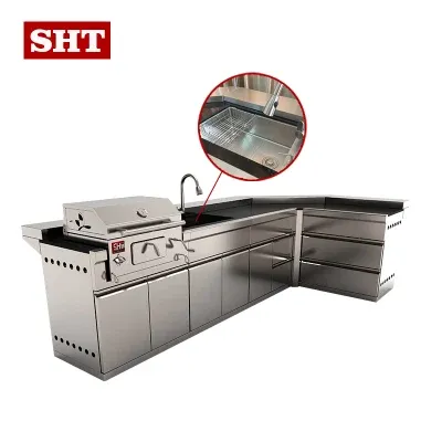 Factory Price Korean outdoor Kitchen Cabinet Charcoal Grill with Sink