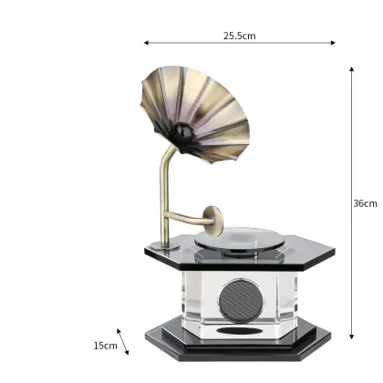 Modern Simple Retro Crystal Phonograph Ornament for Living Room Decor