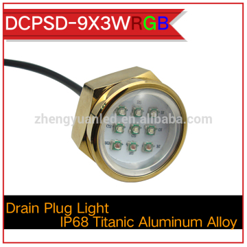 Cool 27w RGB 12v 1800lm led underwater boat light drain plug light with external driver