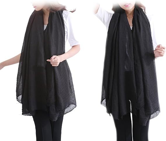 Women Summer Scarfs Large Long Lightweight Linen Beach Gauze Shawl Wrap 75"×43"