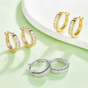 Mode 0,1CT VVS Moissanit Ohrringe 925 Sterling Silber Gold Platted Wedding Schmuck