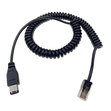 IEEE 1394 6P - RJ45 コイルケーブル