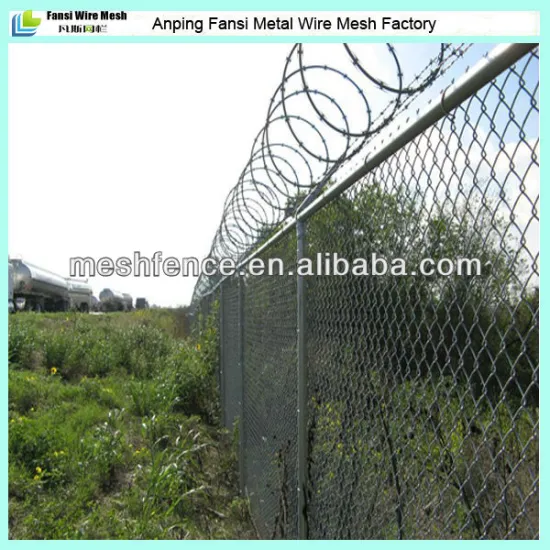 Galvanized boundary razor wire chain link fence for security fence