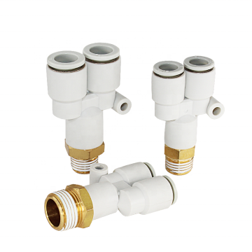 Tubo d'aria articolare a 3 vie SMC con filo maschile BSPT Connessione pneumatica e giuntura push-in-Modello KQ2U