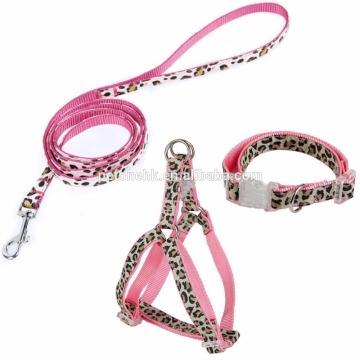 Leopard Pet Leash Collar Harness Set