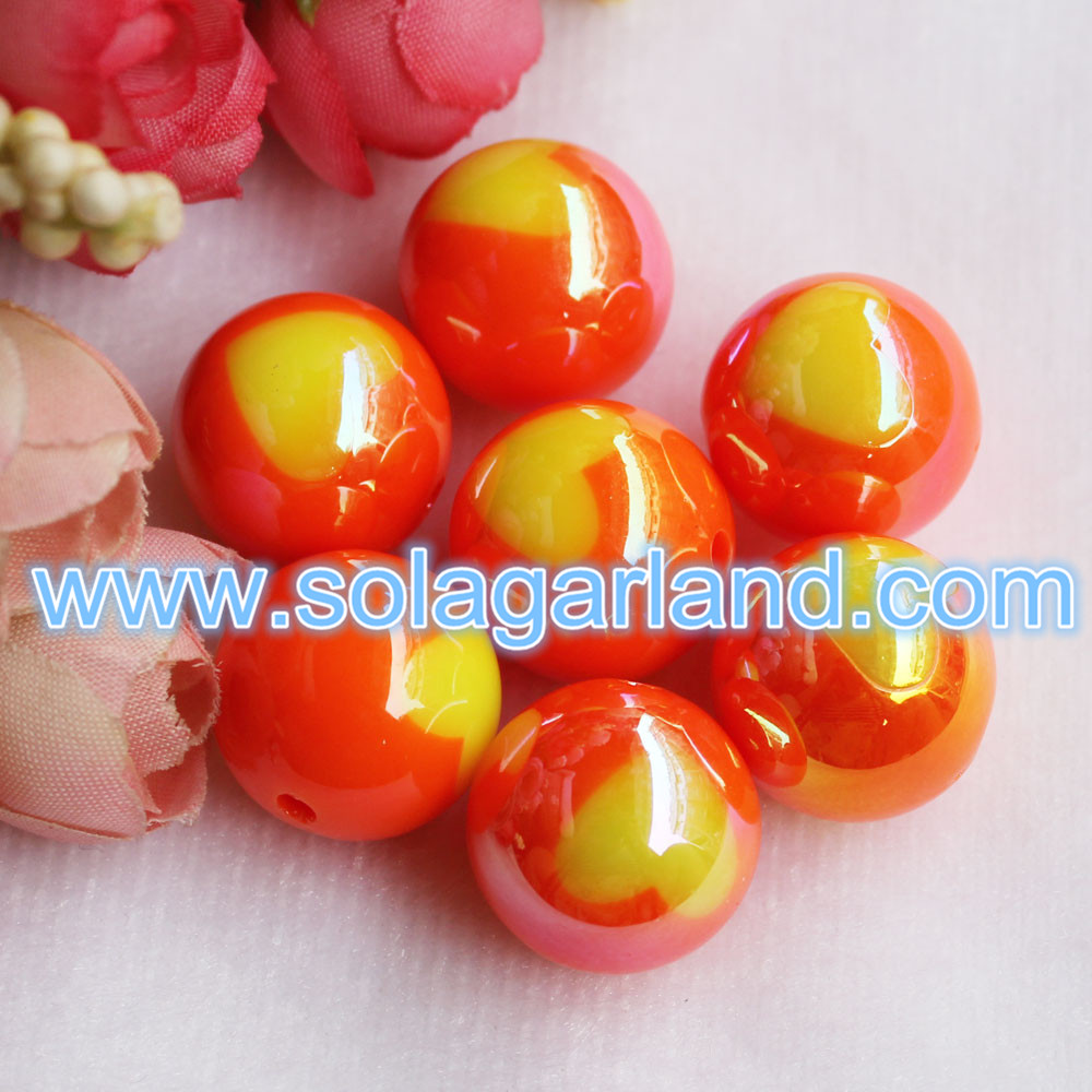 20MM Round AB Bubblegum Heart Beads