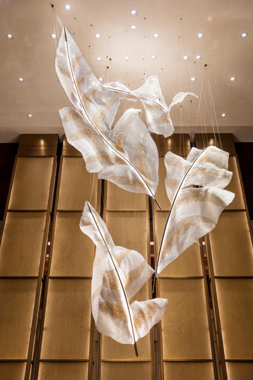 فندق Modern Hotel Lobby Art Leaf على شكل ثريا