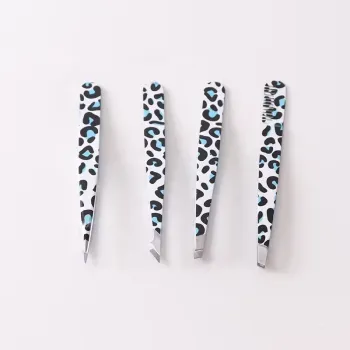 Stainless Steel High Precision Flat Eyebrow Tweezers with Acne Whitening and Hair Beard Clipping Features
