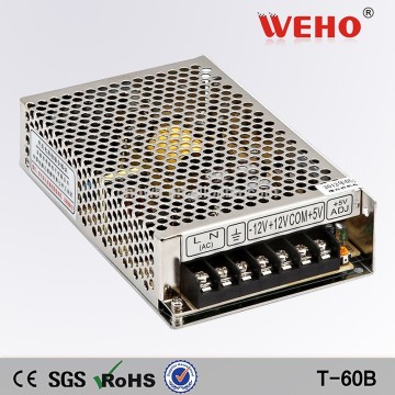 CE Standard T series 60W Triple output adjustable dc power supply triple driver