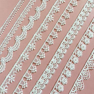 Hot Selling Gold Polyester Lace with Water-Soluble Trim
