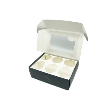 Custom Black Shipping Bakery Boxes with Window for Pastries, Cookies, Cupcakes, and Macarons