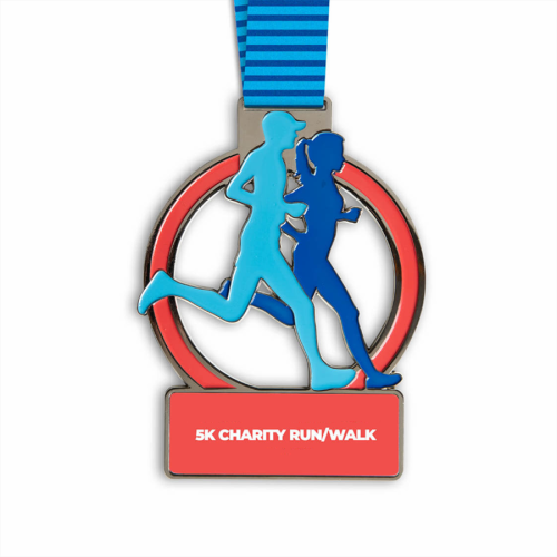 Handmade charity run walk enamel medal