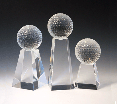 Trofeo de cristal personalizado de la antorcha de la bola de golf