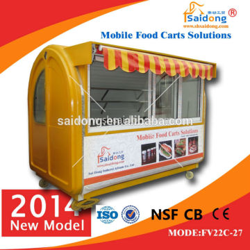 Stainless steel mobile hot dog cart/ice cream vending cart/coffee kiosk for sale