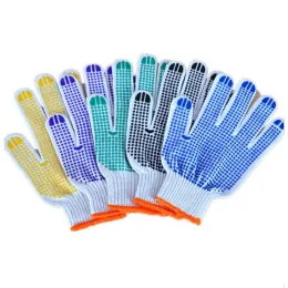 Hespax 7 Gauge PVC Dotted Labour Cotton Gloves