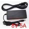 1PCS 8V 5A High quality IC solutions AC 100V-240V DC 8V 5A 5000mA Switch power supply, 40W DC 5.5mmx 2.1mm-2.5mm EU/US /UK /AU