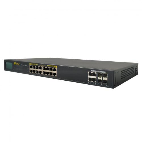Unmanaged Fast 16 ports LCD POE switch