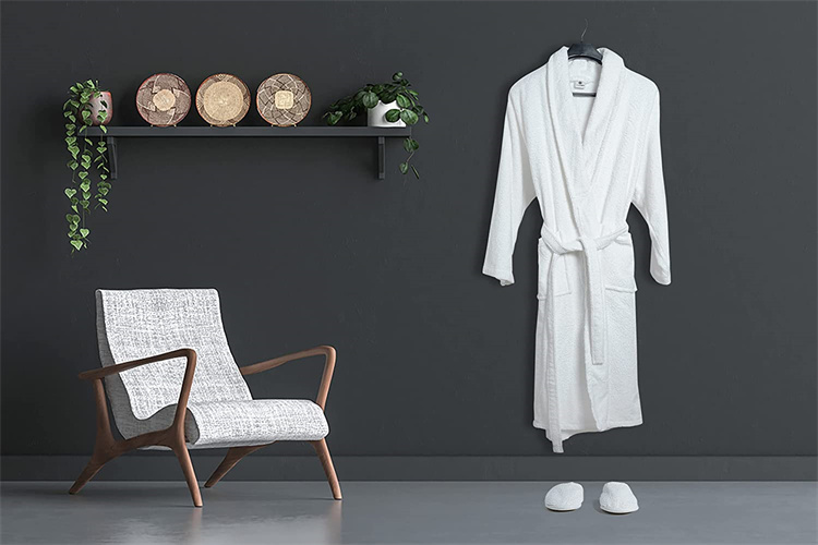 hotel cotton terry bathrobe with shawer collar