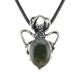 Fancy Jasper 13X18mm Cabs Antique Silver Alloy Spider Pendant Necklace 45cm Black Cord