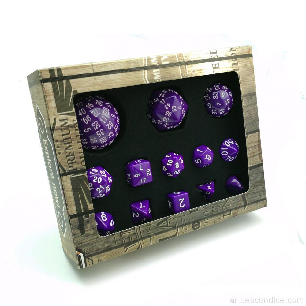 Bescon Complete Polyhedral RPG Dice Set 13PCS D3-D100 ، 100 الجوانب الزهر مجموعة ألوان صلبة