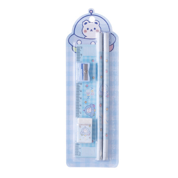 Regalo internazionale per la giornata per bambini: set di articoli di cartoleria da 5 in 1 tra cui matita, gomma, affiliatore, sovrano e altro ancora