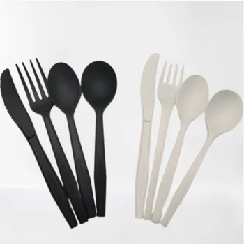 Biodegradable PBAT Food Grade Portable Flatware Set - Travel Black Meal Kits