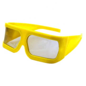 Yellow Frame Big Lens Passive 3D Glasses for Cinema