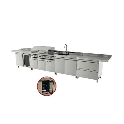 European Style Modern Luxury Stand Outdoor Kitchen Gas BBQ Grill with Kitchen Cabinet