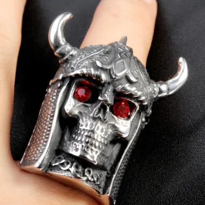 Bull head mask stainless steel finger rings